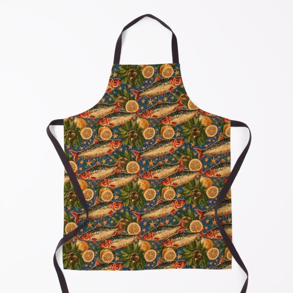 Item preview, Mediterranean Sardines Lemon Coastal Folk Pattern designed and sold by MeanPanduh.