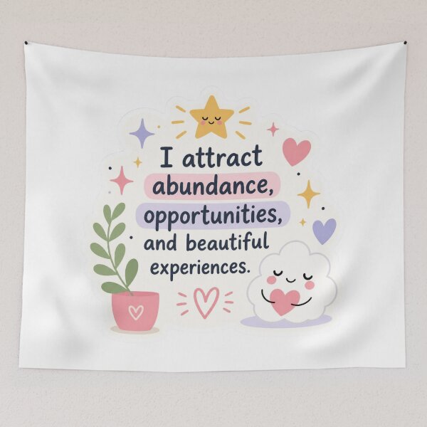 Item preview, I Attract Abundance | Cute Positive Affirmation Quote designed and sold by MiaBellaGirl.