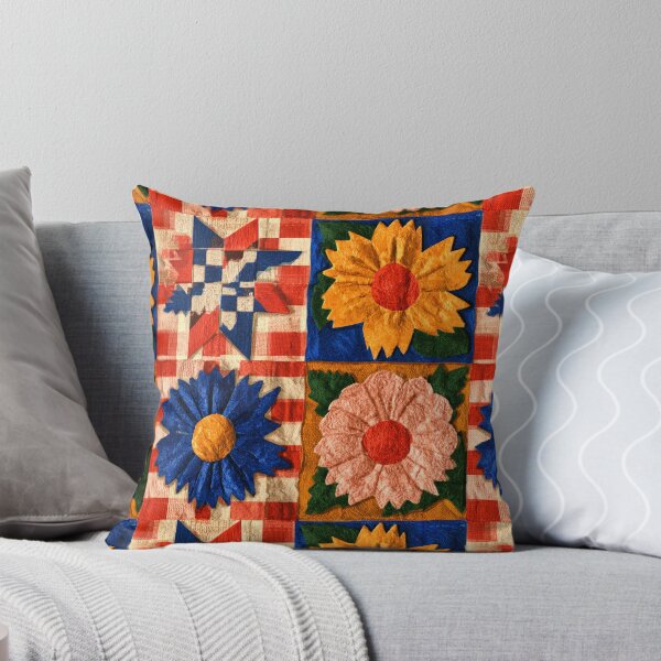 Item preview, Modern Patchwork Sunflower Quilt Folk Art Pattern designed and sold by MeanPanduh.