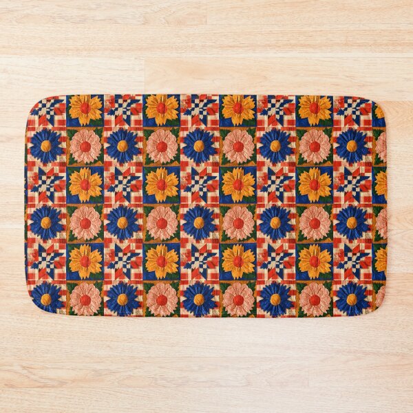 Item preview, Modern Patchwork Sunflower Quilt Folk Art Pattern designed and sold by PixelPanduh.