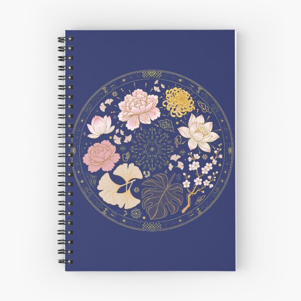 Item preview, Oriental Floral Mandala - Gold Peony Lotus Chrysanthemum and Sakura Circle designed and sold by PrettyCrypt.