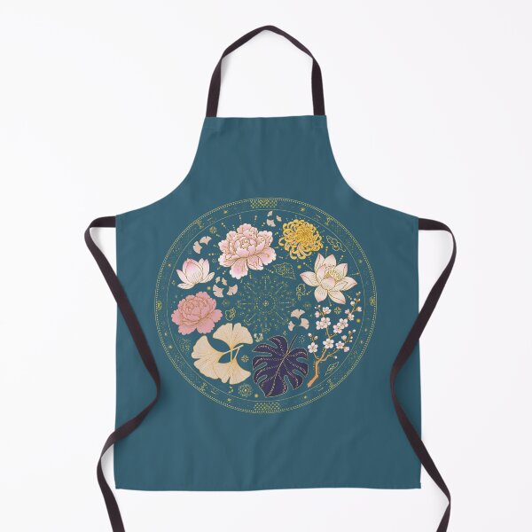 Item preview, Oriental Floral Mandala - Gold Peony Lotus Chrysanthemum and Sakura Circle designed and sold by PrettyCrypt.