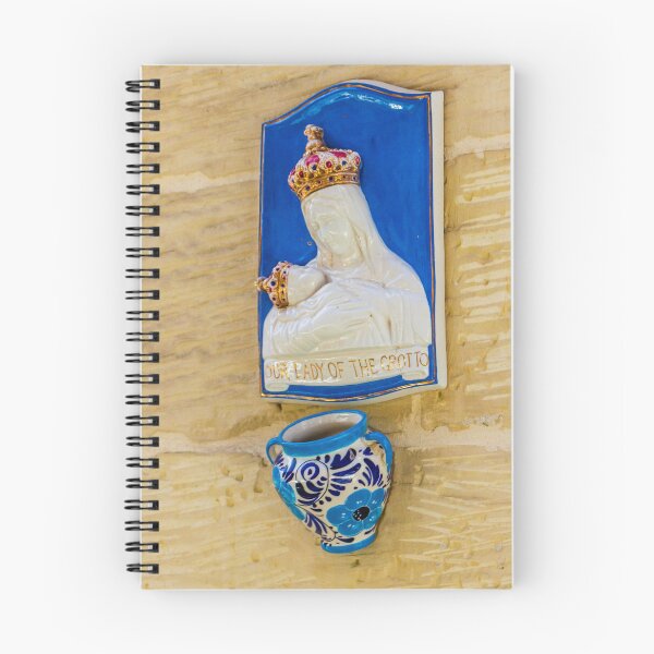 Item preview, Our Lady Of The Grotto Ceramic Madonna And Child Plaque With Blue Floral Holy Water Vase designed and sold by Nmallia.