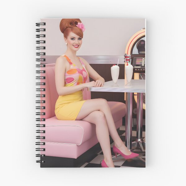Item preview, 60s Pink Retro Diner Interior - 1960s American Diner with Jukebox, Milkshakes and Checkered Floor designed and sold by Ela Art Space .