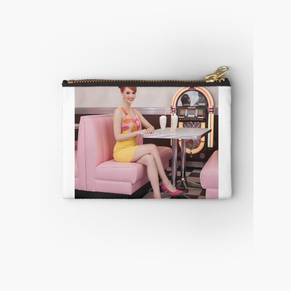 Item preview, 60s Pink Retro Diner Interior - 1960s American Diner with Jukebox, Milkshakes and Checkered Floor designed and sold by Ela Art Space .