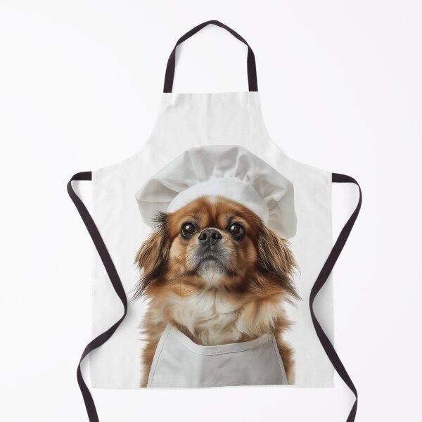 Item preview, Tibetan Spaniel Chef Dog Funny Cooking Apron Hat Cute Pet Portrait designed and sold by LazyOwlStore.