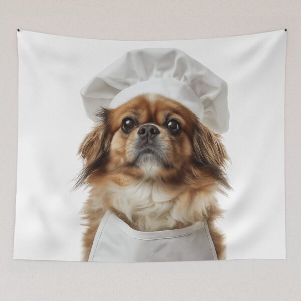 Item preview, Tibetan Spaniel Chef Dog Funny Cooking Apron Hat Cute Pet Portrait designed and sold by LazyOwlStore.