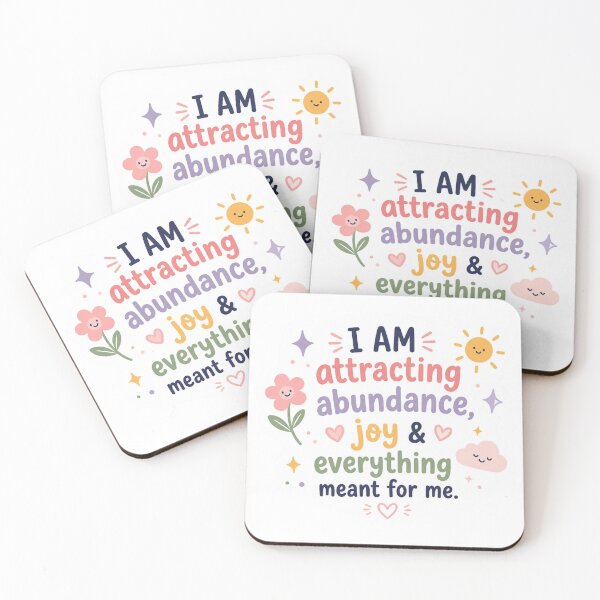 Item preview, I Am Attracting Abundance & Joy | Cute Positive Affirmation Quote designed and sold by MiaBellaGirl.