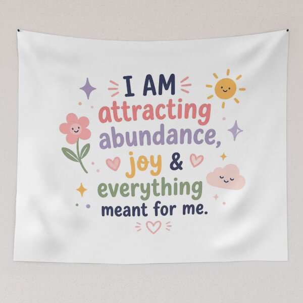 Item preview, I Am Attracting Abundance & Joy | Cute Positive Affirmation Quote designed and sold by MiaBellaGirl.