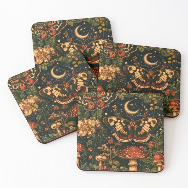 Item preview, Luna Moth Mushroom Moon Dark Academia Pattern designed and sold by MeanPanduh.