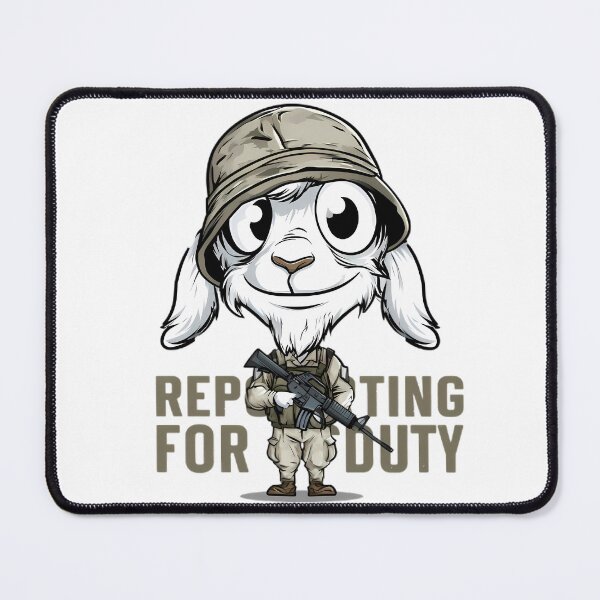 Item preview, Funny Cartoon Goat Soldier designed and sold by Retro Whimsy.