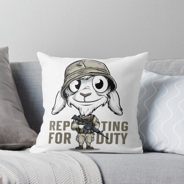Item preview, Funny Cartoon Goat Soldier designed and sold by Retro Whimsy.