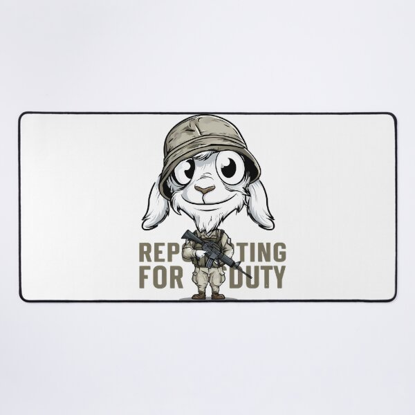 Item preview, Funny Cartoon Goat Soldier designed and sold by Retro Whimsy.