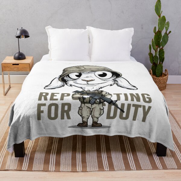 Item preview, Funny Cartoon Goat Soldier designed and sold by Retro Whimsy.
