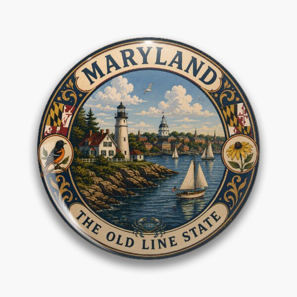 Item preview, Maryland Landscape Illustration Travel Art Badge designed and sold by KrisSidDesigns.