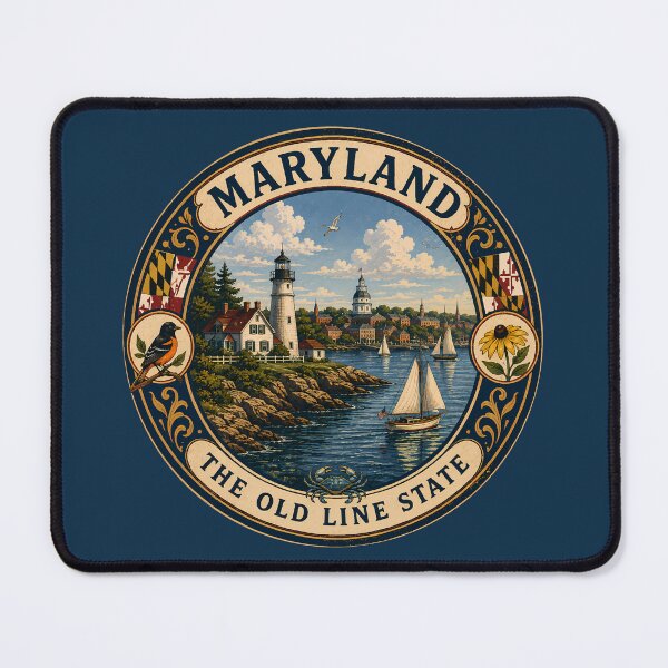Item preview, Maryland Landscape Illustration Travel Art Badge designed and sold by KrisSidDesigns.