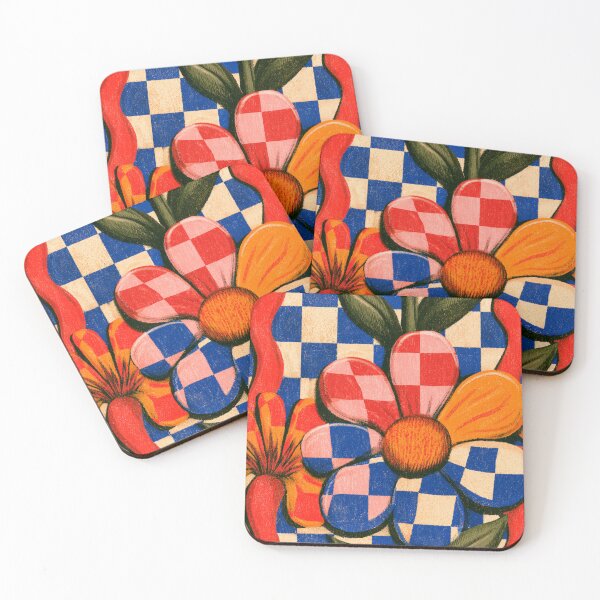 Item preview, Retro Dopamine Checkerboard Flower Pattern designed and sold by PixelPanduh.