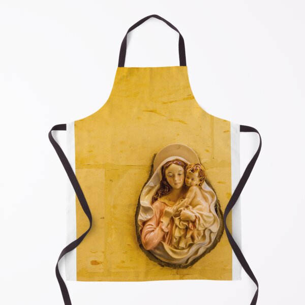 Item preview, Madonna and Child Ceramic Relief on Yellow Wall — Virgin Mary Holding Baby Jesus Religious Statue designed and sold by Nmallia.