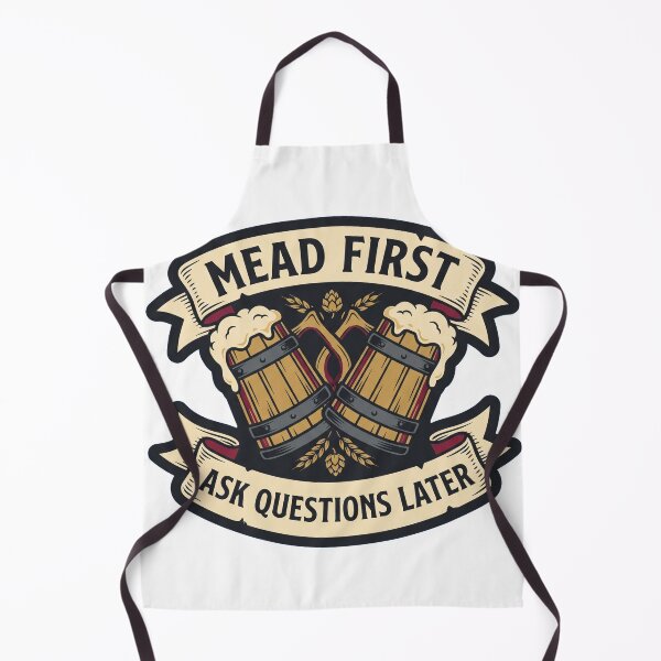 Item preview, Mead First Ask Questions Later Medieval Tavern Humor Badge designed and sold by Wanderquill Studio.