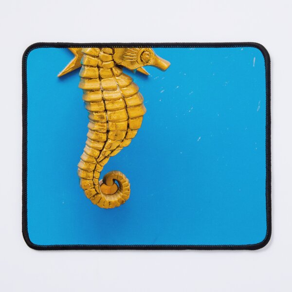 Item preview, Golden Seahorse Wall Ornament On Bright Blue Background, Nautical Coastal Decor Accent designed and sold by Nmallia.