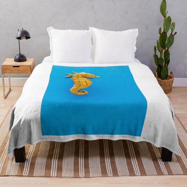Item preview, Golden Seahorse Wall Ornament On Bright Blue Background, Nautical Coastal Decor Accent designed and sold by Nmallia.