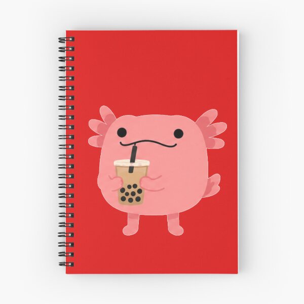 Item preview, Cute Axolotl Drinking Boba Tea Kawaii Illustration designed and sold by VexioDesign.