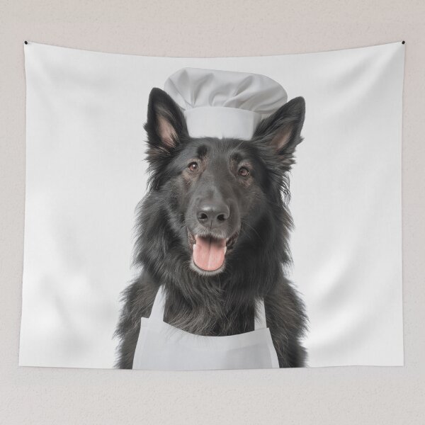 Item preview, Belgian Sheepdog Chef Dog Funny Cooking Apron Hat Cute Pet Portrait designed and sold by LazyOwlStore.