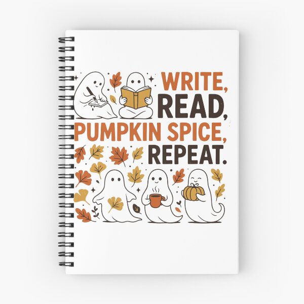 Item preview, Write Read Pumpkin Spice Repeat Spooky Bookish Fall designed and sold by OakAndThread.