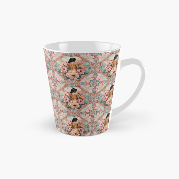 Artikelvorschau, Florales Jugendstil-Aktmuster – Dekoratives Design im Vintage-Stil mit Frau und Blumen entworfen und verkauft von HappyOops.