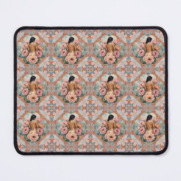 Item preview, Floral Art Nouveau Nude Pattern – Vintage Woman & Flowers Decorative Design designed and sold by HappyOops.