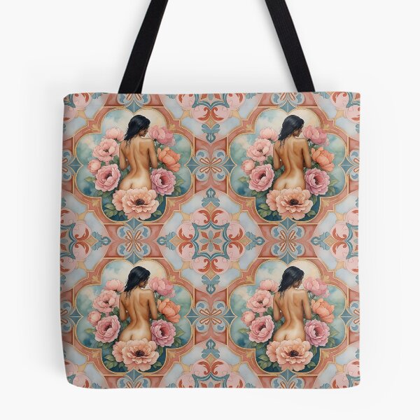 Item preview, Floral Art Nouveau Nude Pattern – Vintage Woman & Flowers Decorative Design designed and sold by HappyOops.