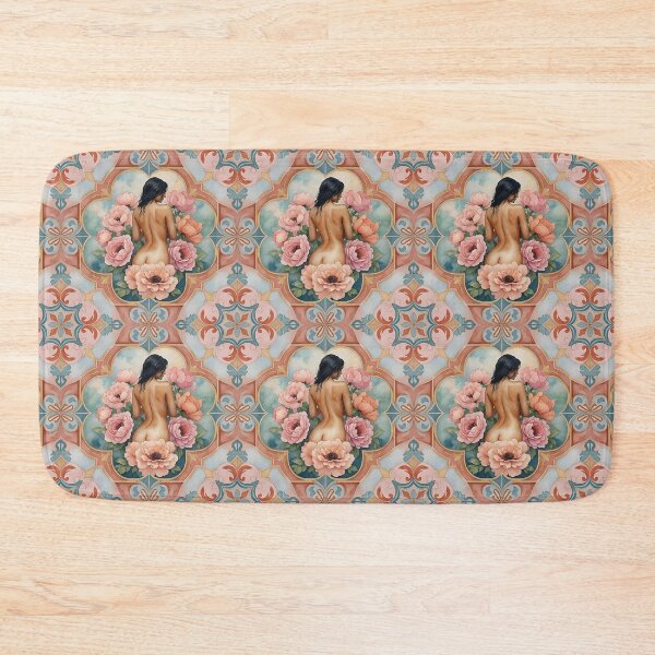 Item preview, Floral Art Nouveau Nude Pattern – Vintage Woman & Flowers Decorative Design designed and sold by HappyOops.