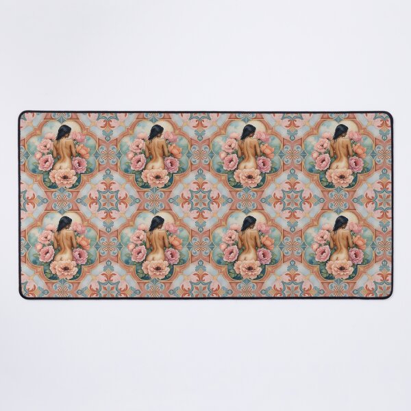 Item preview, Floral Art Nouveau Nude Pattern – Vintage Woman & Flowers Decorative Design designed and sold by HappyOops.