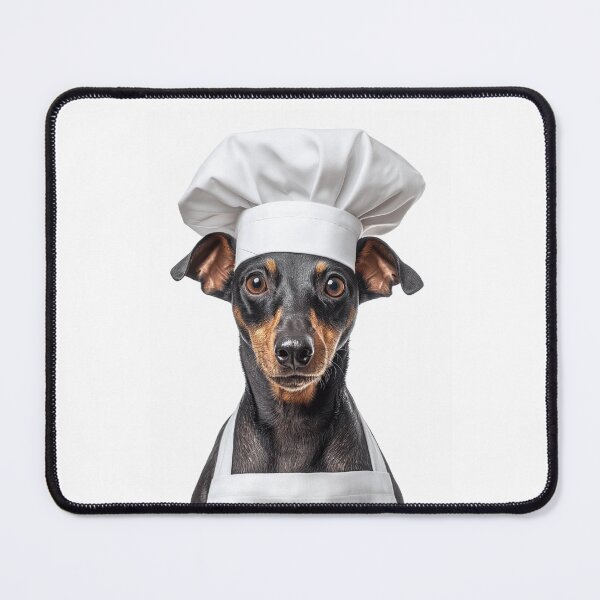 Item preview, Manchester Terrier Chef Dog Funny Cooking Apron Hat Cute Pet Portrait designed and sold by LazyOwlStore.