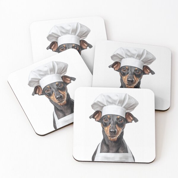 Item preview, Manchester Terrier Chef Dog Funny Cooking Apron Hat Cute Pet Portrait designed and sold by LazyOwlStore.