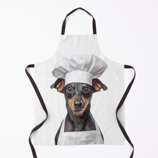Item preview, Manchester Terrier Chef Dog Funny Cooking Apron Hat Cute Pet Portrait designed and sold by LazyOwlStore.