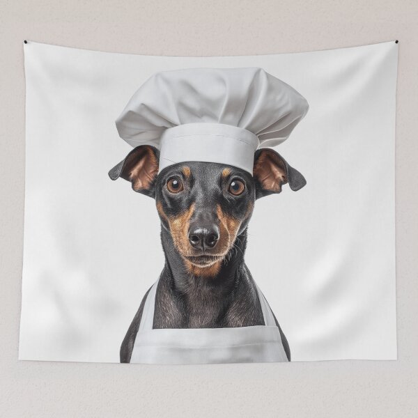 Item preview, Manchester Terrier Chef Dog Funny Cooking Apron Hat Cute Pet Portrait designed and sold by LazyOwlStore.