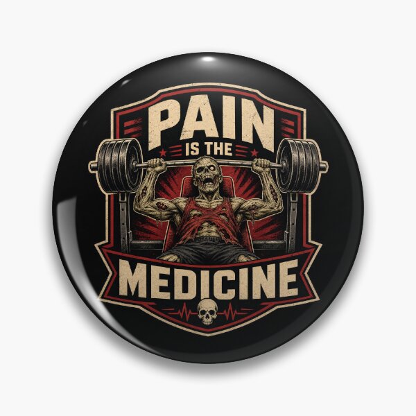 Item preview, Pain Is The Medicine Zombie Skull Bench Press Gym Emblem designed and sold by Simon-art-land.