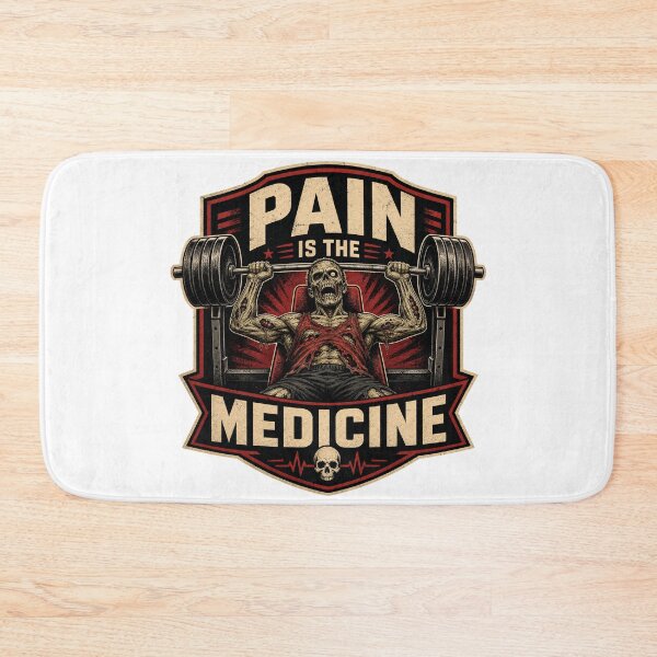 Item preview, Pain Is The Medicine Zombie Skull Bench Press Gym Emblem designed and sold by Simon-art-land.