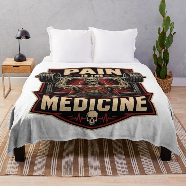 Item preview, Pain Is The Medicine Zombie Skull Bench Press Gym Emblem designed and sold by Simon-art-land.