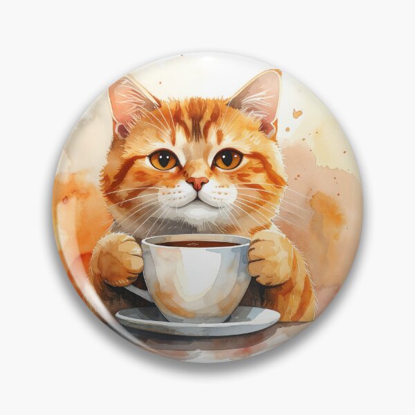 Item preview, Cozy Cat Holding Warm Coffee Mug Watercolor designed and sold by BetweenForms.
