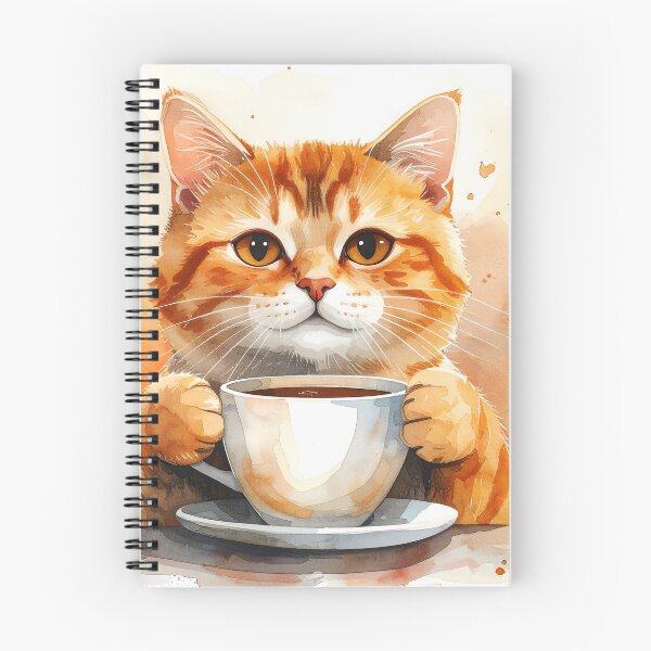 Item preview, Cozy Cat Holding Warm Coffee Mug Watercolor designed and sold by BetweenForms.