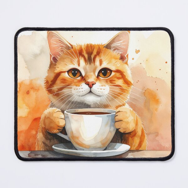 Item preview, Cozy Cat Holding Warm Coffee Mug Watercolor designed and sold by BetweenForms.