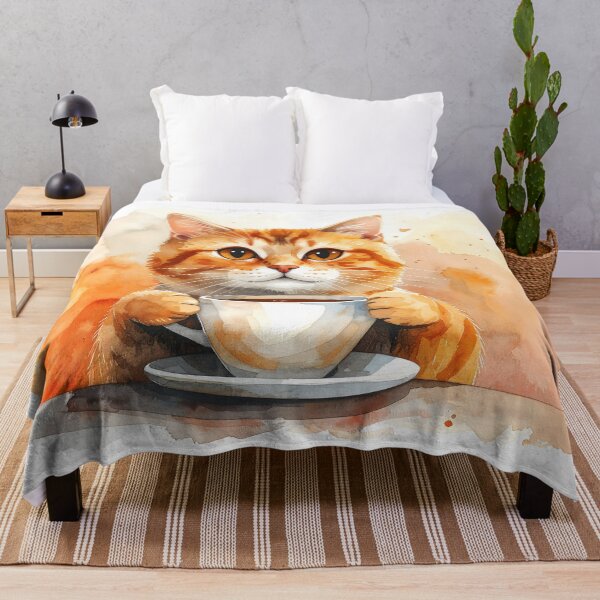 Item preview, Cozy Cat Holding Warm Coffee Mug Watercolor designed and sold by BetweenForms.