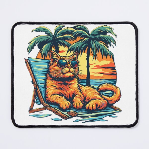 Item preview, Cool Orange Cat on Beach designed by NegarTvDesigns designed and sold by NegarTv Designs.