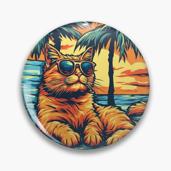 Item preview, Cool Orange Cat on Beach designed by NegarTvDesigns designed and sold by NegarTv Designs.