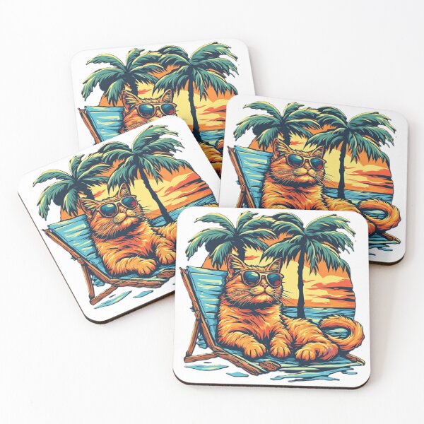 Item preview, Cool Orange Cat on Beach designed by NegarTvDesigns designed and sold by NegarTv Designs.