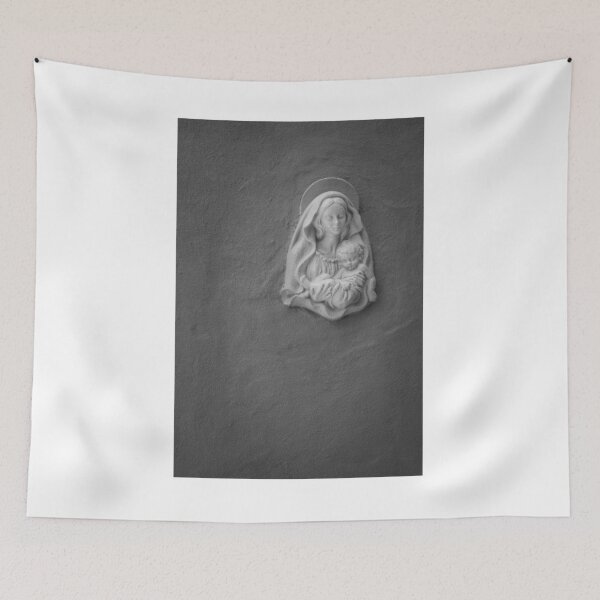 Item preview, Plaster Madonna and Child Relief On Textured Wall Religious Sculpture Evoking Faith and Maternal Devotion designed and sold by Nmallia.