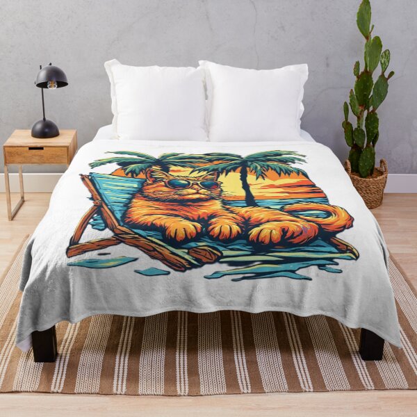 Item preview, Cool Orange Cat on Beach designed by NegarTvDesigns designed and sold by NegarTv Designs.