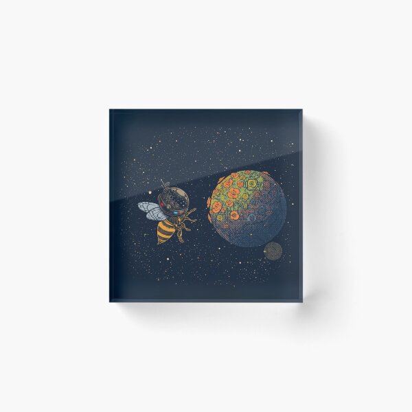 Item preview, Cosmic Bee & Blooming Flower Planet designed and sold by CoralCactusArt.